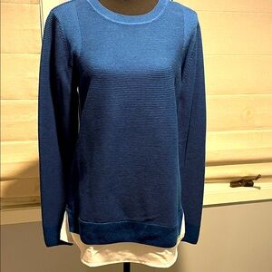 Hilary Radley Navy Ribbed Women's Layered Look Sweater sz M